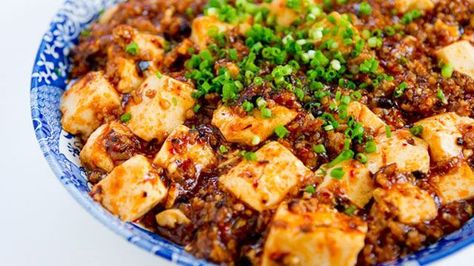 Mapo Tofu can be found in almost any Chinese restaurant around the world with hundreds of variations adapting the piquant original to suit local tastes. Mapo Tofu Recipe, Pbs Food, Mapo Tofu, Takeout Food, Low Sodium Chicken Broth, Minced Meat, Chinese Dishes, Tofu Recipes, Asian Cooking