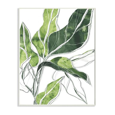 Stupell Industries Expressive Palm Linework Green Pop Detail Wall Plaque | Michaels Lithograph Print, Botanical Drawings, Stupell Industries, Large Canvas Prints, Botanical Wall Art, Leaf Art, Fine Arts Posters, Seafoam Green, Unframed Art