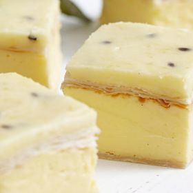 Passionfruit Icing Recipe | Chelsea Sugar Custard Slice Recipe, Vanilla Custard Slice, Kalakand Recipe, Vanilla Slice, Custard Slice, Slice Recipe, Lime Cake, Indian Dessert, Milk Cake