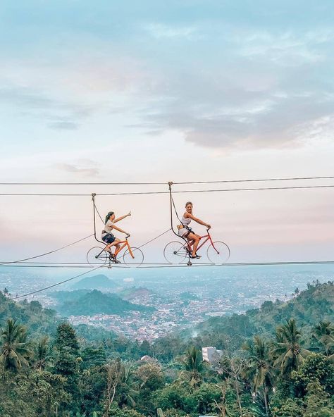 Travel Goals | Cycling through the sky in Jakarta, Indonesia #IndonesiaBucketList Destination Voyage, To Infinity And Beyond, Beautiful Places To Travel, Travel Goals, Two People, Pretty Places, Travel Inspo, Rock Climbing, Adventure Awaits