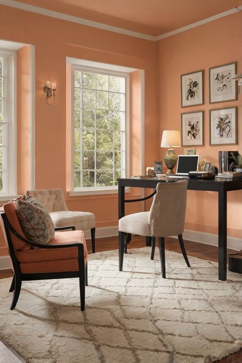 Step into a peachy summer dream with our interior designer's daily routine featuring the best wall paint color for warmth and comfort in 2024. Embrace cozy elegance with Just Peachy (BM 2179-60)! #Ad #homedecor #homedesign #trendgirlApartment #Painthome #interiorarchitecture Wall Colors Green Room Colors
Bright Room office Colors
Apartment Renovation
Home office Remodeling
Modern Paint Colors
2024 Small Room Paint Colors, Small Room Paint Color, Green Room Colors, Paint Colors 2024, Small Room Paint, Best Wall Paint, Wall Paint Color, Modern Paint Colors, Bright Room