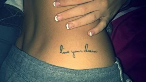 Low Spine Tattoo, Low Waist Tattoos For Women, Low Back Tattoo Women, Tattoo Placement Hip, Playboy Tattoo, Waist Tattoos, Tasteful Tattoos, Pretty Tattoos For Women, Tattoo Script