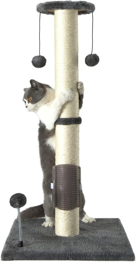 Amazon.com : PEEKAB 32" Tall Cat Scratching Post Sisal Scratch Posts with Hanging Ball and Self-Massage Brush Vertical Scratcher for Indoor Cats and Kittens(Light-Gray 32inches) : Pet Supplies Tall Cat Scratching Post, Sisal Carpet, Sisal Rope, Self Massage, Indoor Cats, Natural Sisal, Cat Claws, Cat Scratching Post, Cat Scratcher