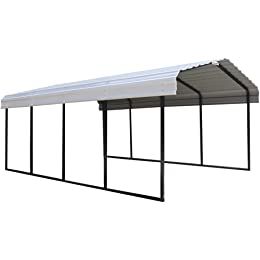 AmazonSmile: Sojag 20' x 12' Samara Carport with Aluminum Frame and 10' High Galvanized Steel Roof for Easy Drive Through Access, Gray: Garden & Outdoor All Steel Carports, Steel Roof Panels, Rv Carports, Roof Eaves, Diy Carport, Carport Kits, Steel Carports, Carport Canopy, Metal Carports