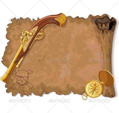 Pirate Scroll, Old Pirate, Math For Kids, Vector Clipart, Vector Design, Compass, Decorative Tray, Vector Free, Royalty