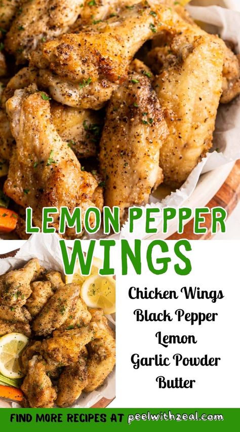 The best lemon pepper wings are coated in a lively dry rub, baked until Crispy and then tossed in the best lemon butter sauce. Air fryer option included. Lemon Parmesan Chicken Wings, Lemon Pepper Chicken Wings Recipe Dry Rub, Best Lemon Pepper Wings, Dry Lemon Pepper Wings, Oven Baked Lemon Pepper Wings, Easy Lemon Pepper Wings, Wings Recipe Lemon Pepper, Dry Rub Lemon Pepper Wings, Lemon Pepper Wings Baked