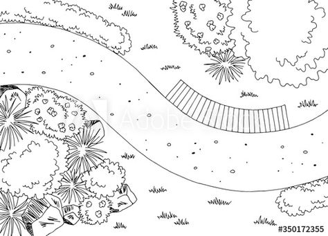 Garden landscape architect design park graphic black white sketch aerial view illustration vector #AD , #design, #park, #graphic, #Garden, #landscape Pathway Sketch, Aerial View Illustration, Pathway Design, View Illustration, Garden Pathway, Holiday Flyer, Design Drawings, Garden Landscape, Landscape Architect