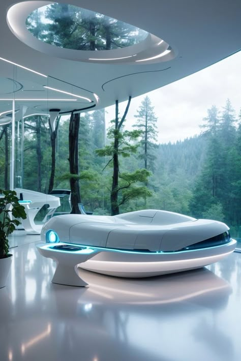 Elevate your living experience with innovative furniture and panoramic forest scenes. Welcome to the future! 😍🛌 #FuturisticLiving #HomeTour #NatureIntegration Futuristic Living Room, Futuristic House, Luxury Furniture Sofa, Futuristic Home, Innovative Furniture, Futuristic Furniture, Welcome To The Future, Futuristic Interior, Space Architecture