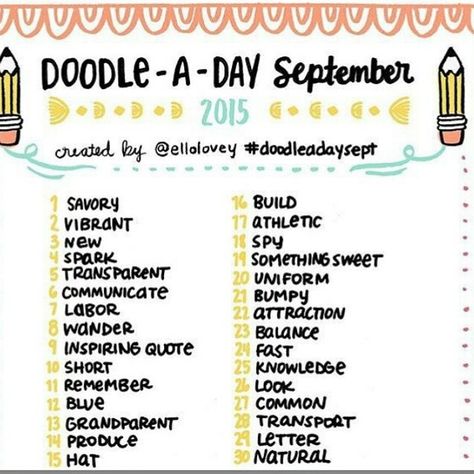 Doodle Prompts, Doodle A Day, Doodle A, Sketchbook Challenge, Daily Doodle, Journal Challenge, Drawing Prompt, Tattoo Videos, Drawing Projects