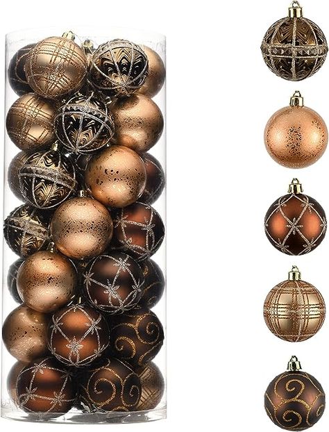 Valery Madelyn Ornaments for Christmas Trees, 35ct Bronze Copper and Gold Shatterproof Christmas Tree Decorations, 2.36 Inches Luxury Brown Hanging Ball Ornaments Bulk for Xmas Holiday Decor Bronze Ornaments Christmas Tree, Bronze And Gold Christmas Tree, Bronze Christmas Tree Color Schemes, Brown And Gold Christmas Decor, Christmas Tree 2025 Trends, Copper And Gold Christmas Tree, Brown Ornaments Christmas Tree, Brown Christmas Tree Decor, Copper Christmas Tree Color Schemes