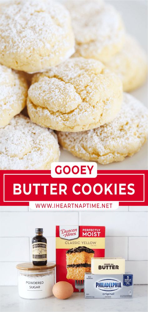 Cake Mix Butter Cookies, Cookies From Box Cake Mixes, Goody Butter Cookies, Cream Cheese Butter Cookies, Ooey Gooey Butter Cake Cookies, Classic Butter Cookies, Ooy Gooy Butter Cookies, Butter Cookie Cake Mix Recipe, Easy Big Batch Cookies