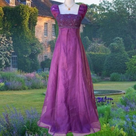 Bridgerton Vibes, Just Sold, Empire Waist, Puff Sleeves, Prom Dress, Prom, Purple, Floral