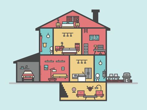 House Cross-Section Isometric House Illustration, House Cross Section, Isometric Living Room Illustration, House Cross Section Illustration, Row Of Houses Illustration, Affordable Housing Illustration, Research Poster, Solar Energy Projects, Section Drawing