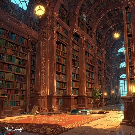 Royal Library Fantasy Art, Fantasy Academy Building Interior, Magic Library Concept Art, Fantasy Academy Concept Art, Magic Library Art, Fantasy Magic Academy, Fantasy Schools Of Magic, Fantasy Library Concept Art, Magic World Aesthetic