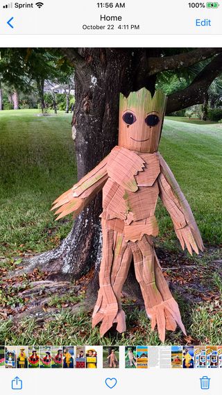 Diy Groot Costume, Groot Costume For Kids, Diy Groot, Groot Halloween Costume, Groot Costume, Homemade Costumes For Kids, Troll Costume, Cardboard Costume, Easy Diy Costumes