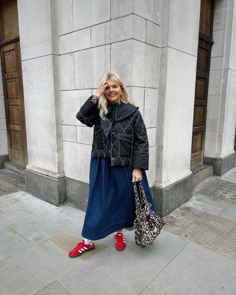 I like to call this look ‘me and my 5 packs of hair extensions battling with the wind’ 💨�♥️ Dress - @anthropologieeu * Jacket - @ganni Bag - @baumundpferdgarten Trainers - @adidas via @asos *ad/gifted Ganni Style, Ganni Bag, Trainers Adidas, Adidas Trainers, Contemporary Fashion, The Wind, Hair Extensions, Autumn Fashion, Asos