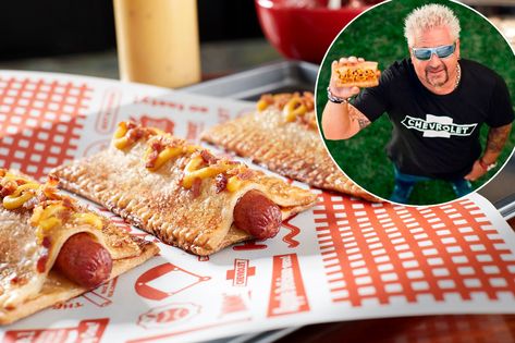 Guy Fieri’s new hot dog apple pie is an unlikely marriage of two good ol’ American favorites. All American Food, Beef Hot Dogs, Apple Pie Spice, Bacon Jam, Hot Dog Recipes, Flaky Pie Crust, Guy Fieri, Food Combining, Field Of Dreams