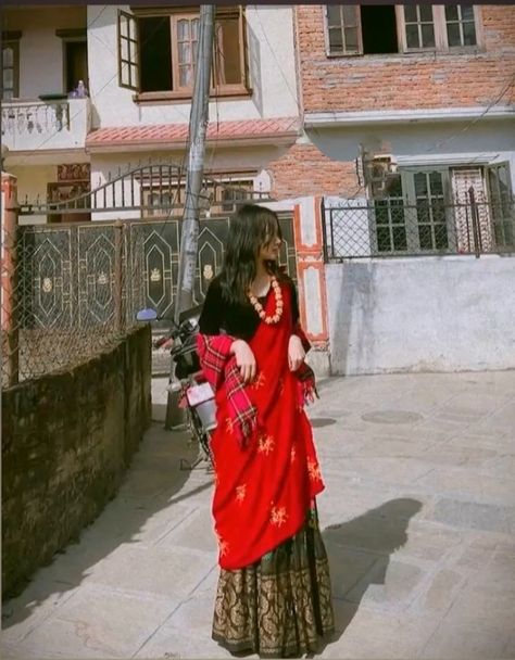 Nepali Cultural Dress, Magar Dress Nepali, Nepali Dress, Gurung Dress, Nepal Clothing, Nepal Culture, Boss Style, Traditional Indian Dress, Aesthetic Dress