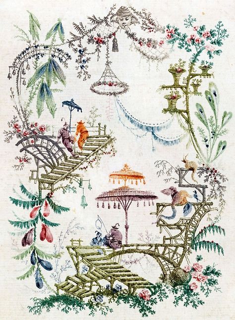 Enchanted Forest Chinoiserie Chinoiserie Illustration, French Chinoiserie, Chinoiserie Art, Chinese Wallpaper, Antique Wallpaper, Chinoiserie Wall, Vintage Chinoiserie, Illustration Botanique, Chinoiserie Wallpaper