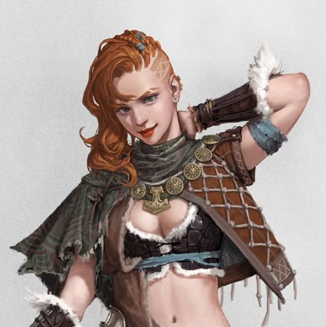 Barbarian Outfit, Druid Character, Dnd Barbarian, Viking Girl, Viking Women, Female Human, Women Art, Set Outfit, Dnd Characters