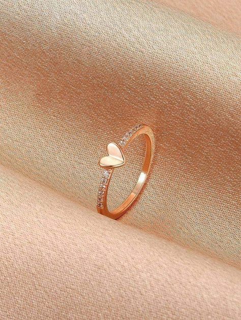 Cute Promise Rings, Hand Jewelry Rings, Engagement Rings Twisted, Pretty Jewelry Necklaces, Gold Heart Ring, Fancy Jewellery Designs, Heart Decor, Single Ring, Gold Rings Fashion