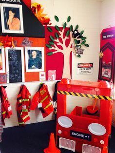 My Fire Station home corner complete with cats up a tree, people in burning buildings and of course the fire truck Fire Safety Preschool, Community Helpers Theme, Thanksgiving Crafts Preschool, Role Play Areas, People Who Help Us, Home Corner, Dramatic Play Area, Intellectual Development, Tree People