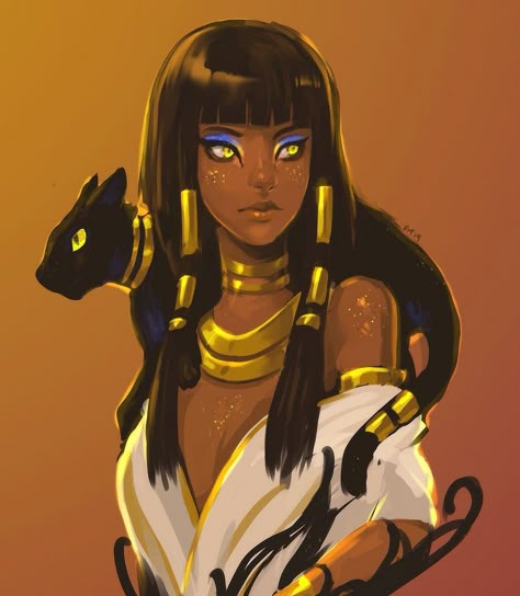 Priestess Art, Ancient Egyptian Women, Bastet Goddess, Egyptian Cat Goddess, Ancient Egyptian Deities, Egypt Concept Art, Egyptian Deity, Egyptian Women, Egyptian Cat