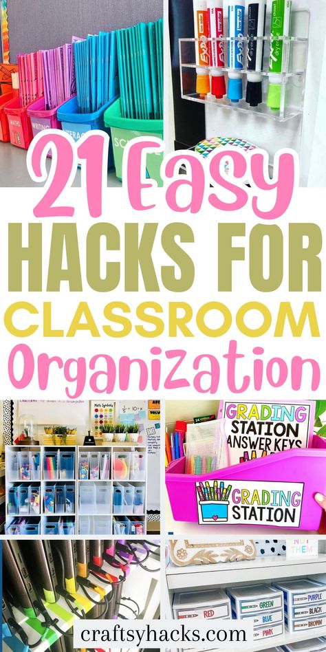 21 Classroom Organization Hacks Before And After School Classroom Setup, Organization Ideas For The Classroom, Organization In The Classroom, Crate Organization Ideas Classroom, Organization Classroom Elementary, Teacher Closet Organization Ideas, At Home Classroom Ideas, Classroom Copies Organization, Classroom Worksheet Organization