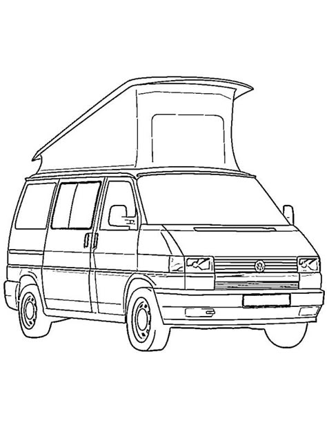 Volkswagen T4 California Colouring page Campervan Drawing, Camper Van Drawing, Camper Tattoo, Vw California Camper, Camper Drawing, T4 California, Vw T4 Camper, Van Drawing, Vw California Beach