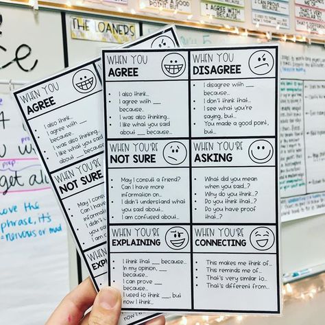 Elizabeth Ingram (@lonestarclassroom) • Accountable Talk Stems Accountable Talk Stems, Education Posters, Accountable Talk, Preschool Prep, Math Talk, 4th Grade Reading, Instructional Coaching, Middle School Classroom, Cooperative Learning