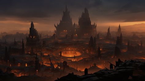 Dystopian Desert Aesthetic, Desert Fantasy City, Desert City Fantasy Art, Fantasy Desert City, Underworld City, Desert Monster, Pretty Settings, Desert Creatures, Fantasy Desert