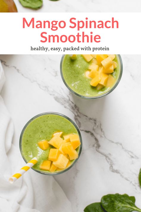 Healthy Smoothie Breakfast, Delicious Green Smoothie, Chocolate Avocado Smoothie, Spinach Smoothie Recipes, Smoothie Breakfast, Yummy Green Smoothie, Ww Meals, Slender Kitchen, Frozen Mango