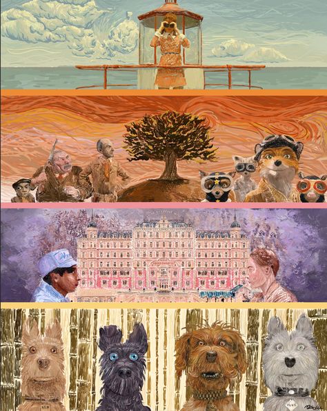 Wes Anderson Painting, Wes Anderson Collage, Wes Anderson Aesthetic Wallpaper, Wes Anderson Art, Wes Anderson Poster, West Anderson, Wes Anderson Aesthetic, Wes Anderson Style, Wes Anderson Movies