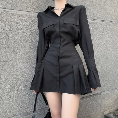 Shirt Dress Women, Gothic Shirts, Elegant Mini Dress, Dress Women Elegant, Long Sleeve Dresses, Vintage Long Sleeve, Dress Measurements, Sleeve Dresses, Mini Shirt Dress