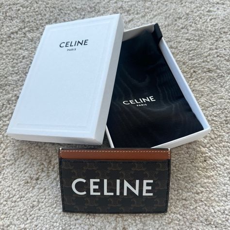 Celine Triomphe Canvas Card Holder Canvas Card Holder, Celine Accessories, Celine Triomphe, Dust Bag, Card Holder, Canvas, Closet