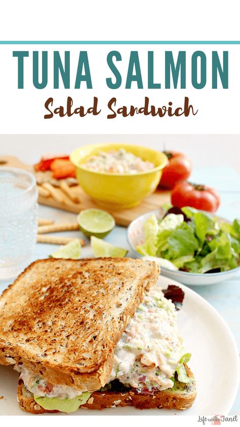 CLEAN EATING TUNA SALMON SALAD SANDWICH Salmon Sandwich Recipes, Salmon Salad Sandwich, Savory Snack Recipes, Salmon Sandwich, Cold Sandwiches, Diet Breakfast, Salmon Salad, Delicious Sandwiches, Salad Sandwich