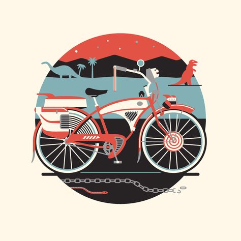 ICON Dkng Studios, Icon Illustrations, Bicycle Illustration, Im Lonely, Bicycle Art, Tech Innovation, Geek Art, Cycling Art, Fat Tire