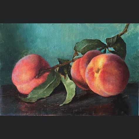 Kamille Corry, Painting Fruits And Vegetables, Peach Painting Acrylic, Peach Tree Painting Acrylic, Fruit References, Peach Still Life Photography, Peach Still Life, Peaches Watercolor Paintings, Peaches Still Life Photography