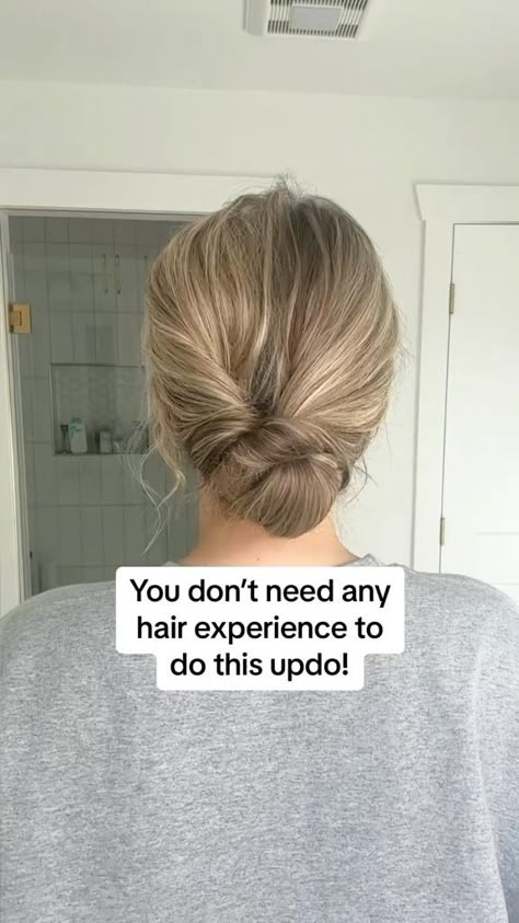 Lainey Ostrom | You don’t have to have hair experience to be able to do this updo! It’s quick, easy, and cute 😍 - #updohairstyles #updostyles #quickhair… | Instagram Medium Hair Styles Updo Easy, Simple Up Dos For Medium Hair Casual, Hair Dos Medium Length, Med Hair Updos Simple, Easy Side Updos For Long Hair, How To Do Your Own Updo, Simple Updos For Long Hair Casual, How To Style Wet Hair Mornings, Easy Bridesmaid Updo