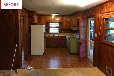 Classic White Kitchen Design with Open Shelving Photos | Apartment Therapy Paneled Kitchen, Solid Wood Kitchen Cabinets, 70s Kitchen, Dark Wood Kitchens, Classic White Kitchen, Solid Wood Kitchens, Subway Tile Kitchen, Kitchen Transformation, Wood Kitchen Cabinets