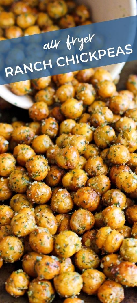 Chickpea Fries Air Fryer, Chickpeas Snack Airfryer, Chick Pea Air Fry Recipes, Cool Ranch Chickpeas, Air Fry Chick Pea Recipes, Baked Chick Peas Air Fryer, Air Fryer Chick Peas Ranch, Air Fried Chickpeas Weight Watchers, Buffalo Chickpeas Air Fryer