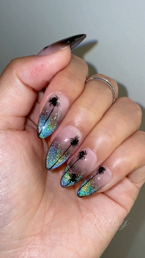 Vettsy | 💅6 Easy French Nail Hacks for U😘 SAVE NOW to bring your French nail technique to the next level! 😻 🛒Products Used: ✨Nail Stamper ✨French... | Instagram Spider Nails, Holloween Nails, Cat Eye Nails Polish, Eye Nail Art, Holo Nails, Halloween Acrylic Nails, Eye Nails, Fancy Nails Designs, Cat Eye Gel