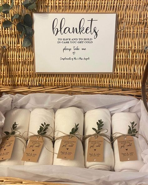 Top Tip For Your Autumn/Winter Wedding… Blankets!🩷 A super thoughtful idea. They will keep your guests warm and cosy, especially if you have an outdoor space you still want to utilise. #venuestyling #marqueewedding #marqueeweddings #backgardenwedding #letlovebloom #weddingstyle #weddingstyling #venuestylist #venuestylistuk #weddingdecor #weddingvenuedressing #weddinginspo #weddinginspiration #smallwedding #smallweddingideas #2024bride #2025bride #2026bride #bridetobe #weddingplanning #wedd... Throw Blankets For Outdoor Wedding, Wedding Guest Blankets, Wedding Blanket Basket, To Have And To Hold In Case It Gets Cold, Wedding Blankets For Guests, Blankets For Wedding Guests, Blanket Wedding Favors, Blanket For Wedding, Blankets Wedding