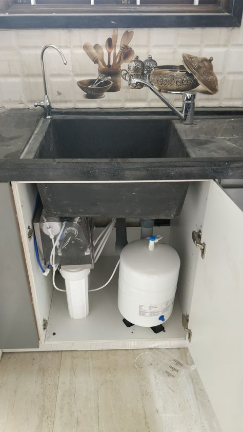 Under the Counter RO Ro Filter In Kitchen, Hidden Water Purifier In Kitchen, Under Counter Sink, Under Sink Water Filter, Above Sink, Main Entrance Door Design, Residential Building Design, Kitchen Dinning Room, Entrance Door Design