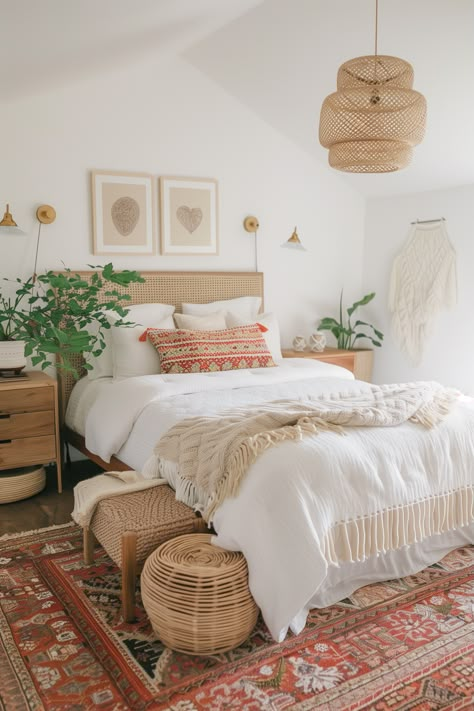 Modern Boho Bedroom, Bedroom Vibes, Boho Bedroom Design, Dream Ideas, Stile Boho Chic, Boho Bedroom Ideas, Boho Style Bedroom, Mixed Patterns, Boho Chic Bedroom