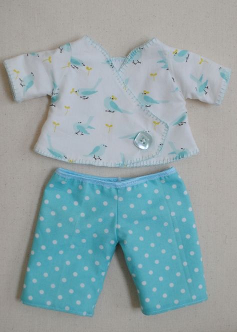 Baby Stella Kimono PJs Free Sewing Patterns For Baby Doll Clothes, Baby Kimono Sewing Pattern, Baby Stella Pattern, Free Pajama Pattern For Welliewishers Doll, Doll Pajama Pattern, Baby Stella Doll Clothes, Baby Stella Doll, Free Pajama Pattern For 16 Inch Doll, Baby Born Clothes