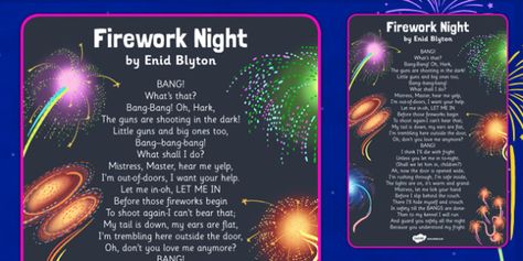 Firework Night by Enid Blyton - Firework Poems Firework Poems, Fire Work, Guy Fawkes Night, Gunpowder Plot, King James I, House Of Lords, Enid Blyton, Guy Fawkes, Bonfire Night