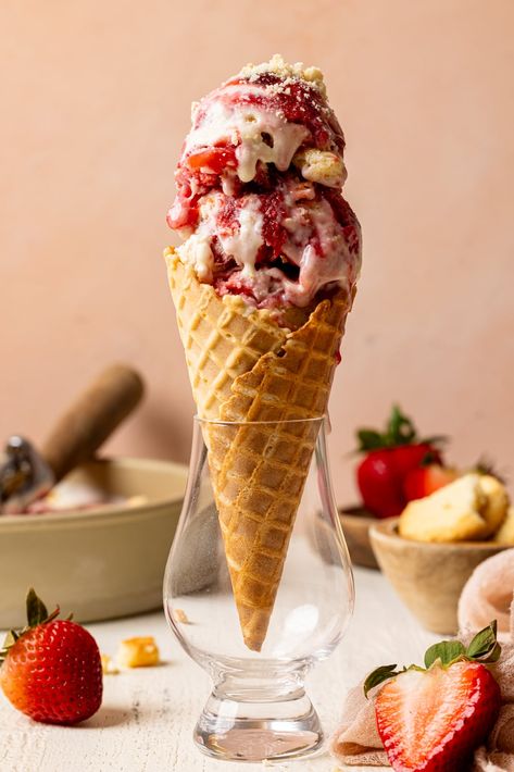 The Best Strawberry Shortcake, Best Strawberry Shortcake, Vanilla Oreo, Condensed Milk Cookies, Strawberry Shortcake Ice Cream, Ice Cream Photography, Strawberry Pie Filling, Pecan Ice Cream, Buttery Shortbread Cookies