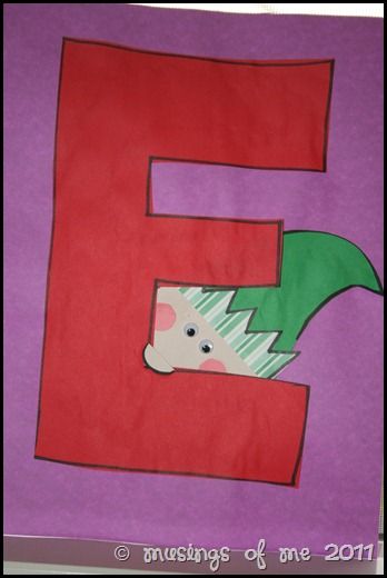 E is for Elf---Image Only---No instructions or pattern on webpage. Looks easy enough to make. Letter E Crafts, Letter E Activities, Letter E Craft, Preschool Letter Crafts, Alphabet Letter Activities, Abc Crafts, Alphabet Letter Crafts, Abc Art, Christmas Teaching