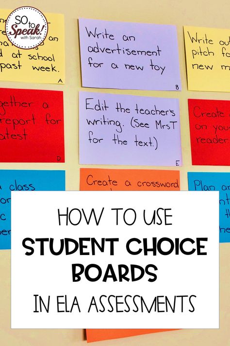 Grammar Choice Board, Early Finishers Activities Middle School Ela, Ela Choice Boards Middle School, Choice Boards High School, Student Choice Boards, Teach Spelling, Ell Resources, Ela Lesson Plans, Teacher Evaluation